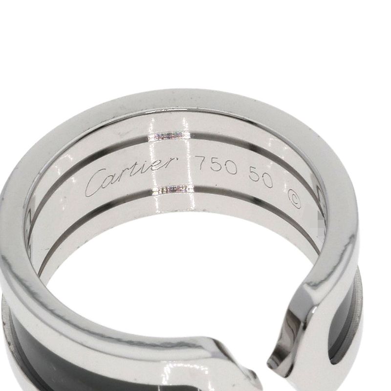 Cartier Black Lacquer 50 Ring 18K White Gold