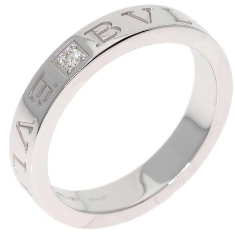 Bvlgari Double Logo Diamond Ring 18K White Gold