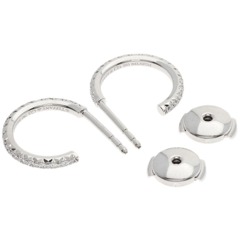 Tiffany & Co. Metro Hoop Diamond Earrings 18K White Gold