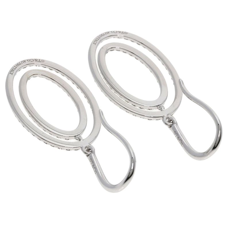 Tiffany & Co. Metro Double Circle Drop Diamond Earrings 18K White