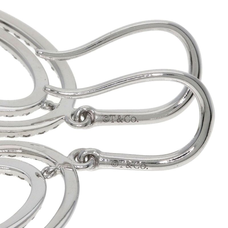 Tiffany & Co. Metro Double Circle Drop Diamond Earrings 18K White