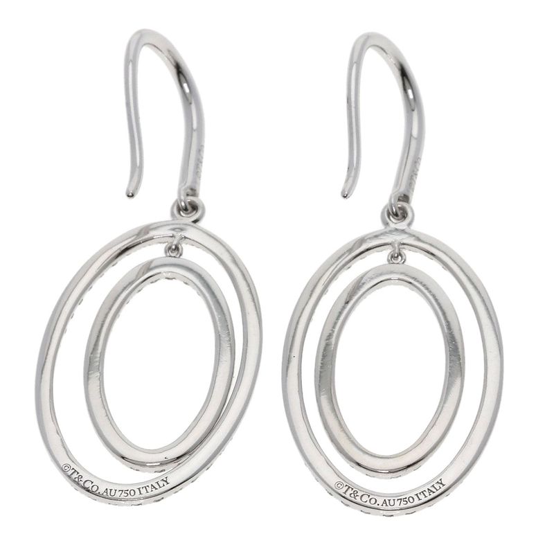 Tiffany & Co. Metro Double Circle Drop Diamond Earrings 18K White