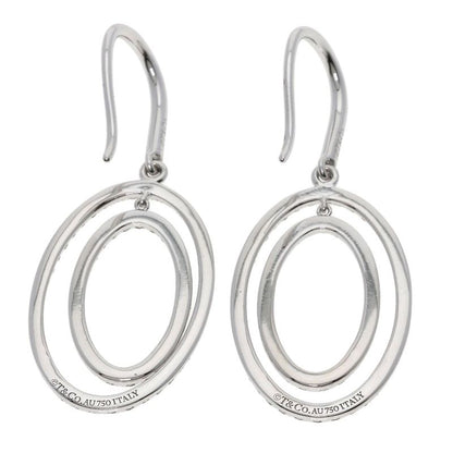 Tiffany & Co. Metro Double Circle Drop Diamond Earrings 18K White