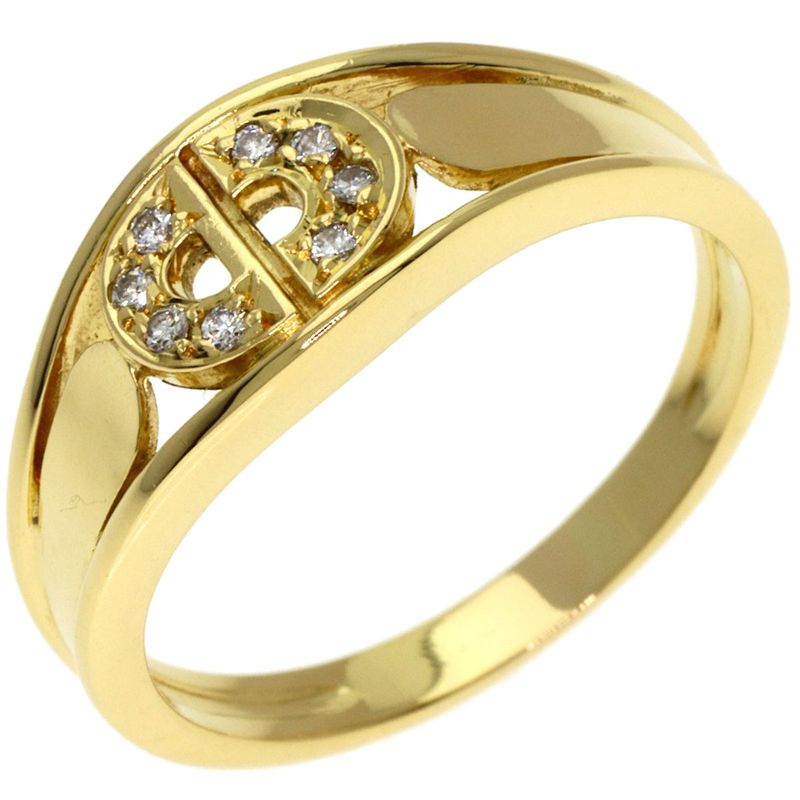 Dior Logo Diamond Ring 18K Yellow Gold