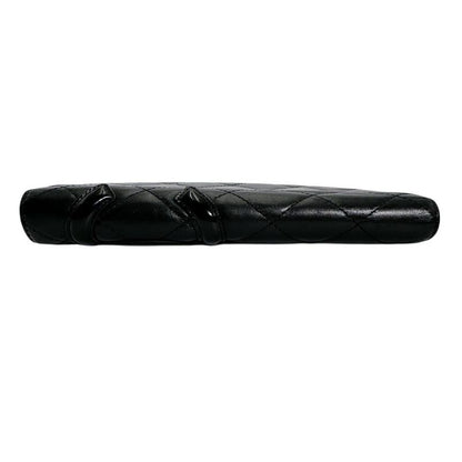 Chanel Cambon Bifold Wallet Quilted CC Logo Long Black