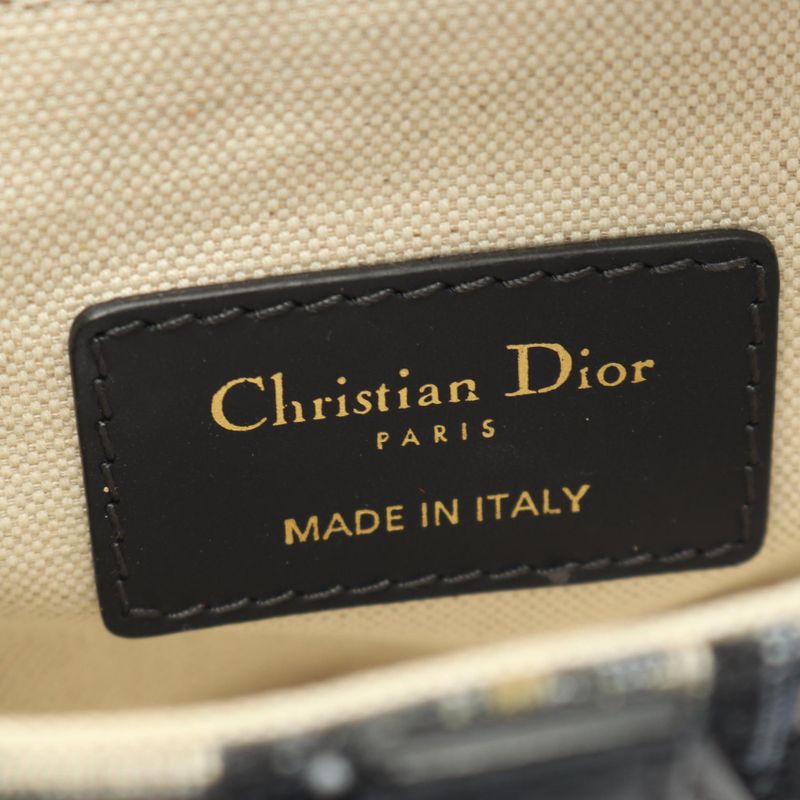 Dior Saddle Bag Mini Bree Peacock Navy Canvas Leather