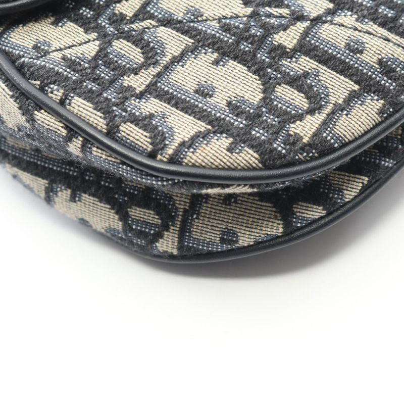 Dior Saddle Bag Mini Bree Peacock Navy Canvas Leather
