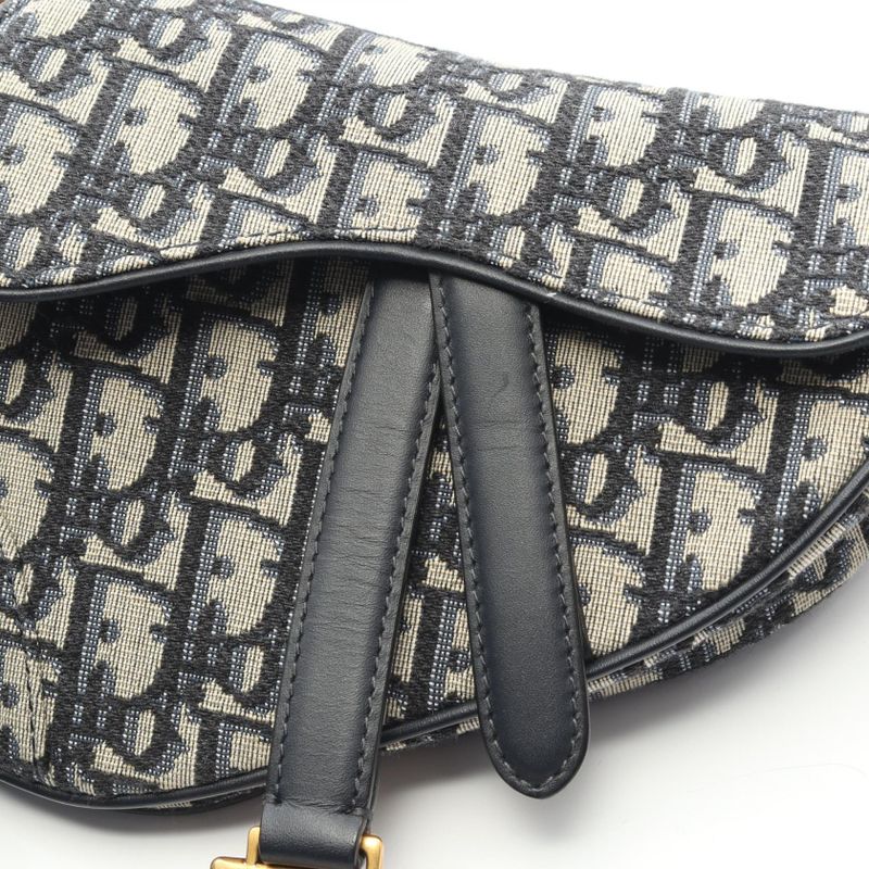 Dior Saddle Bag Mini Bree Peacock Navy Canvas Leather