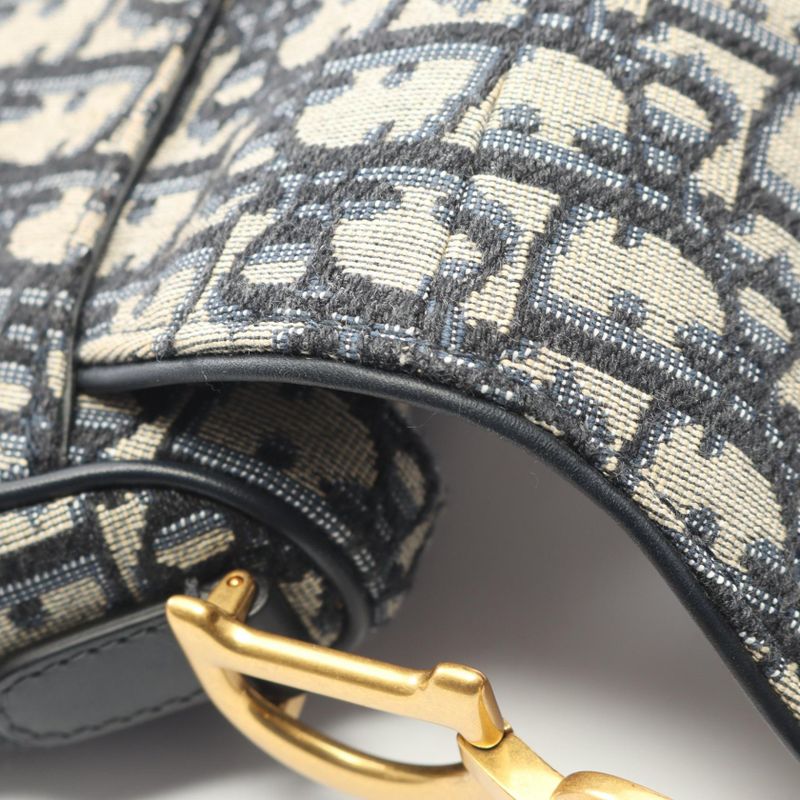 Dior Saddle Bag Mini Bree Peacock Navy Canvas Leather