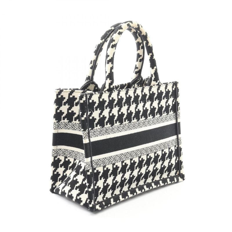 Dior Tote Book Tote Small Black White Canvas