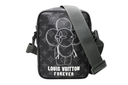 Louis Vuitton Danube PM Vivienne Shoulder Bag Monogram Shadow Leather Black