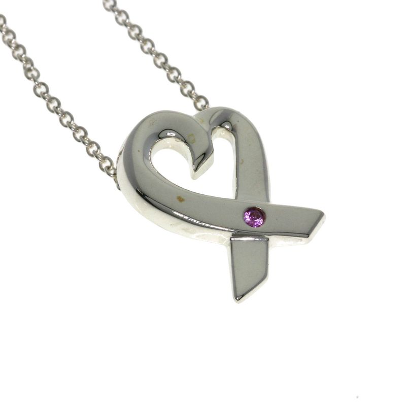 Tiffany & Co. Loving Heart Pink Saffiano Necklace