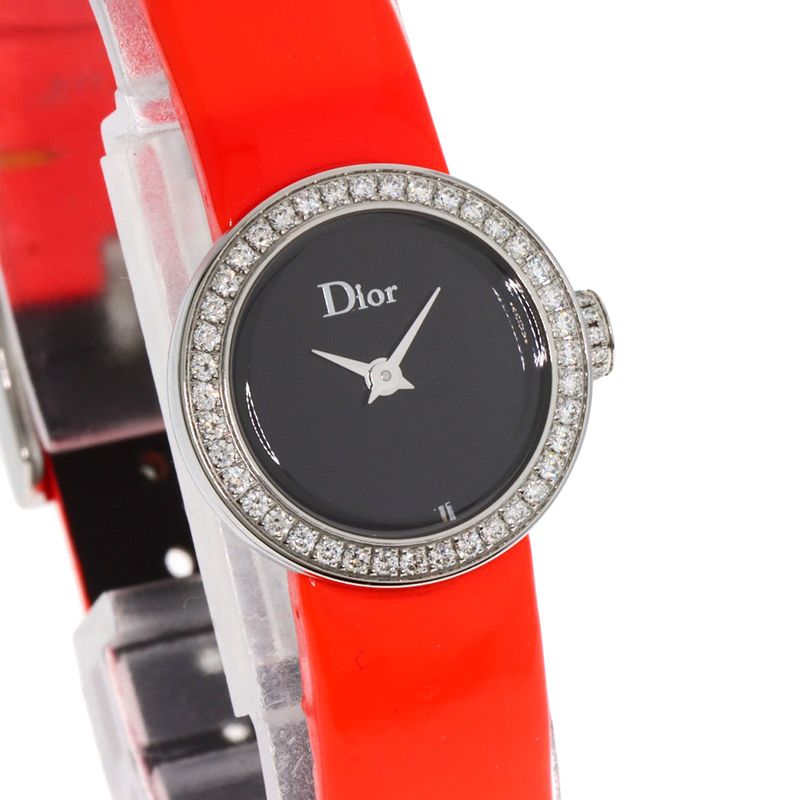 Dior Christian la Mini DI Diamond Watch SS Leather