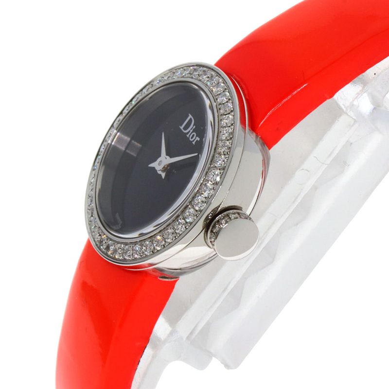 Dior Christian la Mini DI Diamond Watch SS Leather