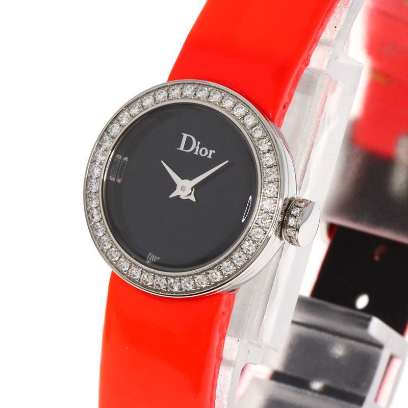 Dior Christian la Mini DI Diamond Watch SS Leather