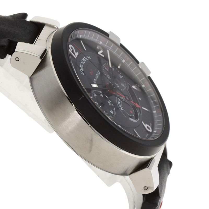 Louis Vuitton Tambour Chronograph Gmt Evolution Watch SS Leather
