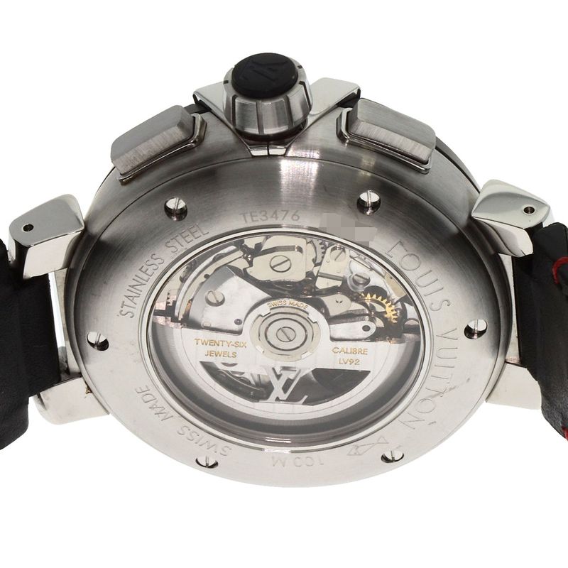 Louis Vuitton Tambour Chronograph Gmt Evolution Watch SS Leather