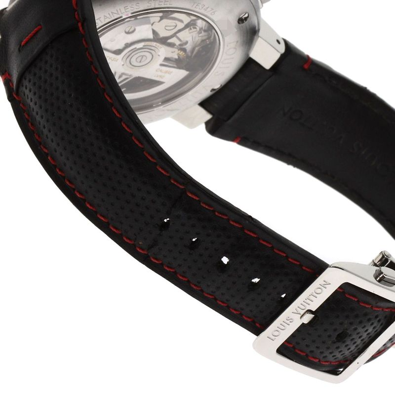 Louis Vuitton Tambour Chronograph Gmt Evolution Watch SS Leather