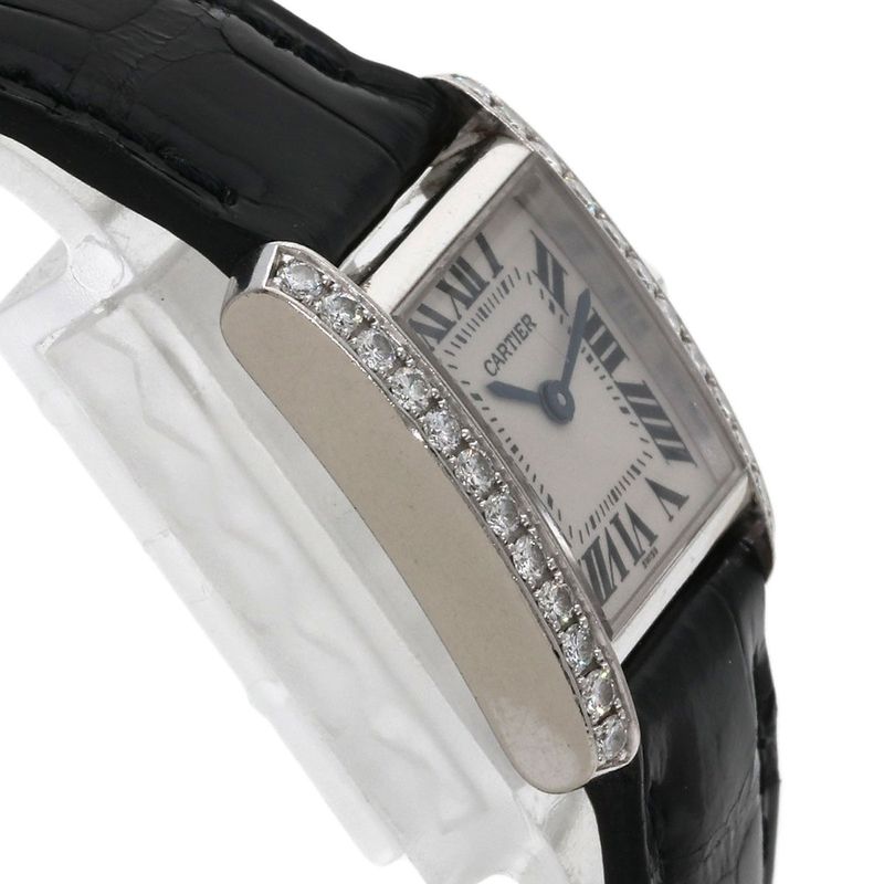 Cartier Tank Francaise SM Diamond Bezel Watch 18K White Gold