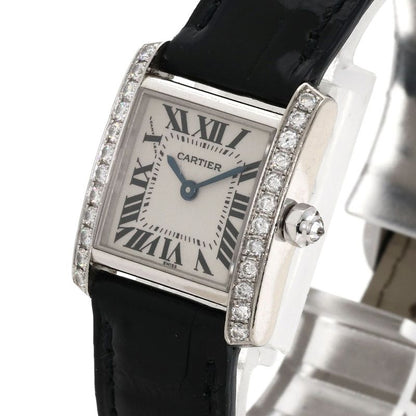 Cartier Tank Francaise SM Diamond Bezel Watch 18K White Gold