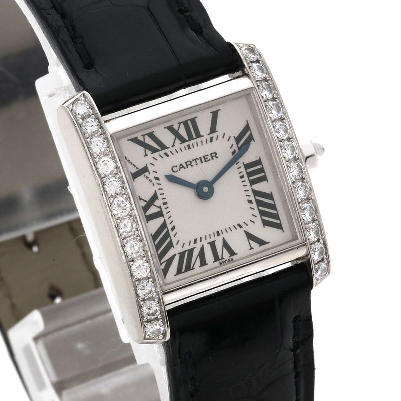 Cartier Tank Francaise SM Diamond Bezel Watch 18K White Gold