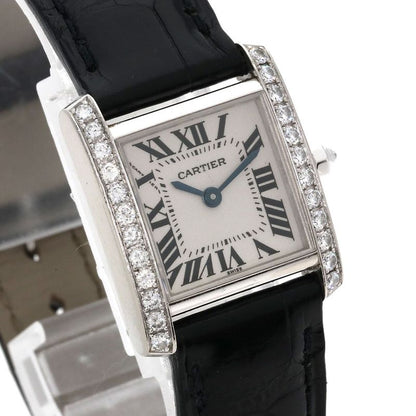 Cartier Tank Francaise SM Diamond Bezel Watch 18K White Gold