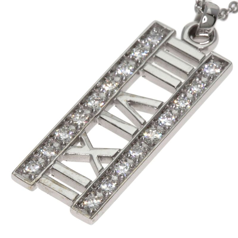 Tiffany & Co. Atlas Bar Diamond Necklace 18K White Gold