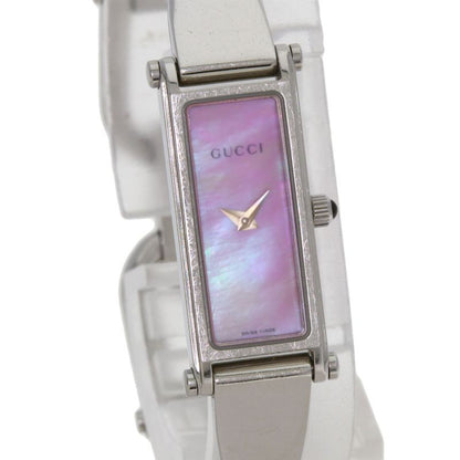 Gucci Square Face Bangle Pink Shell Watch SS