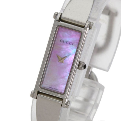 Gucci Square Face Bangle Pink Shell Watch SS