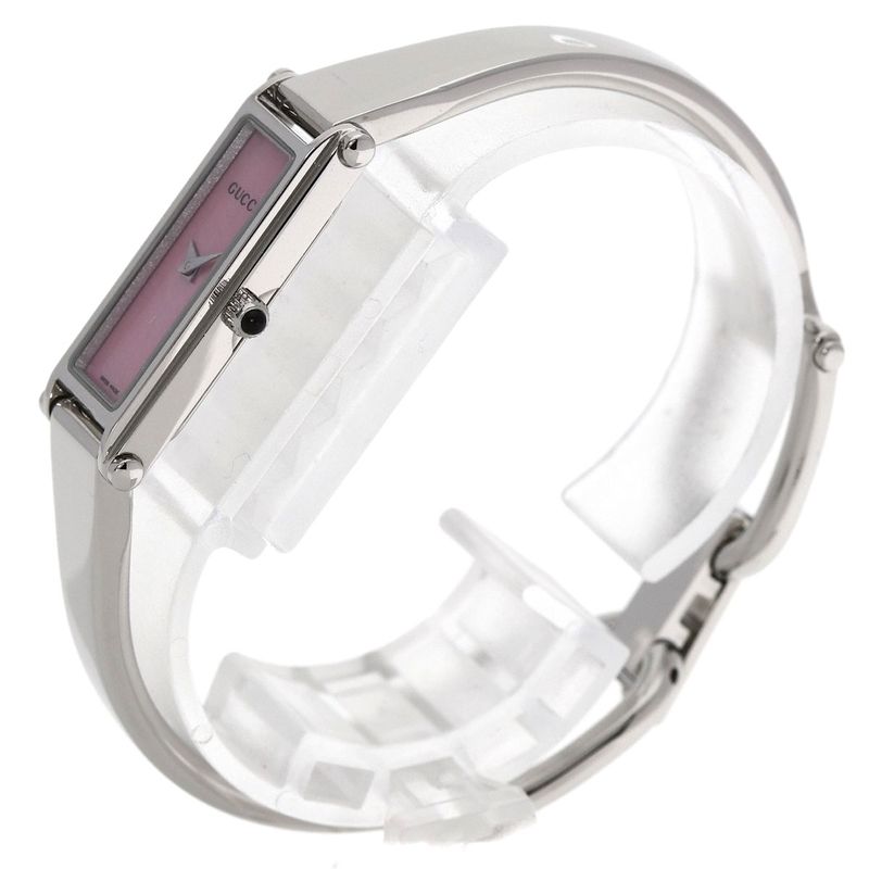 Gucci Square Face Bangle Pink Shell Watch SS