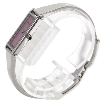 Gucci Square Face Bangle Pink Shell Watch SS