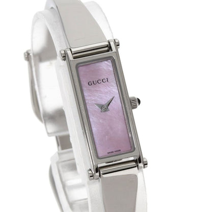 Gucci Square Face Bangle Pink Shell Watch SS