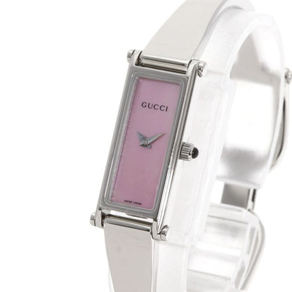 Gucci Square Face Bangle Pink Shell Watch SS