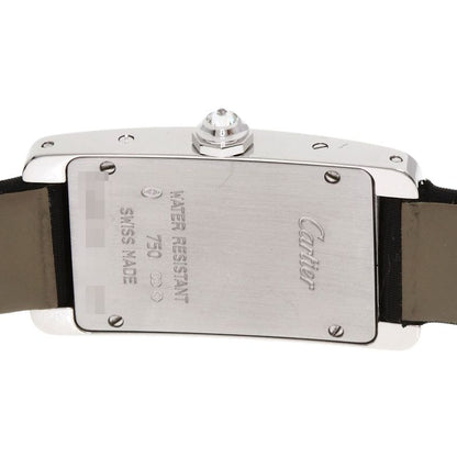 Cartier Tank American SM Bezel Diamond Watch 18K White Gold Satin X