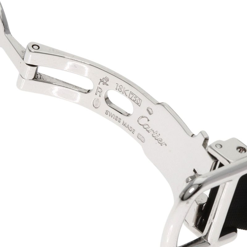 Cartier Tank American SM Bezel Diamond Watch 18K White Gold Satin X