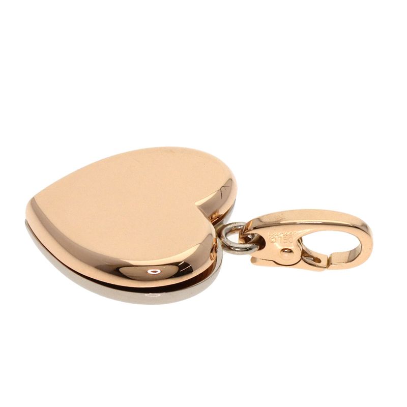 Cartier Double Heart Charm Pendant Top 18K Pink Gold 18K White