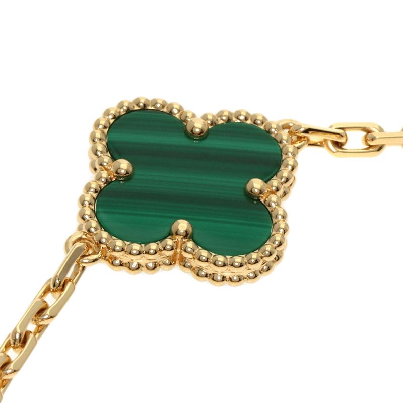 Van Cleef & Arpels Vintage Alhambra Malachite Diamond Bracelet 18K Yellow Gold