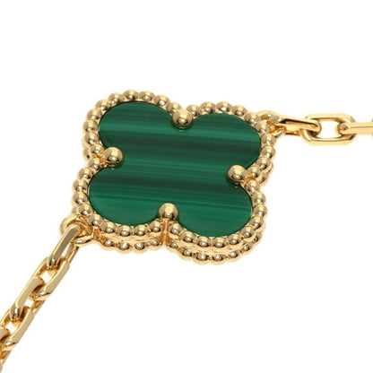 Van Cleef & Arpels Vintage Alhambra Malachite Diamond Bracelet 18K Yellow Gold
