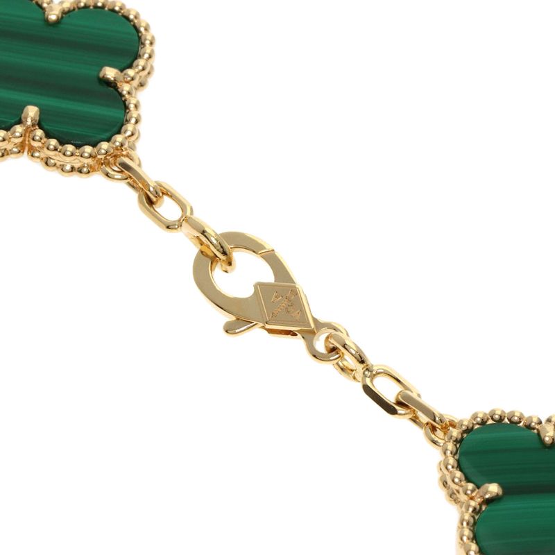 Van Cleef & Arpels Vintage Alhambra Malachite Diamond Bracelet 18K Yellow Gold