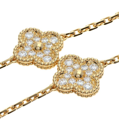 Van Cleef & Arpels Vintage Alhambra Malachite Diamond Bracelet 18K Yellow Gold