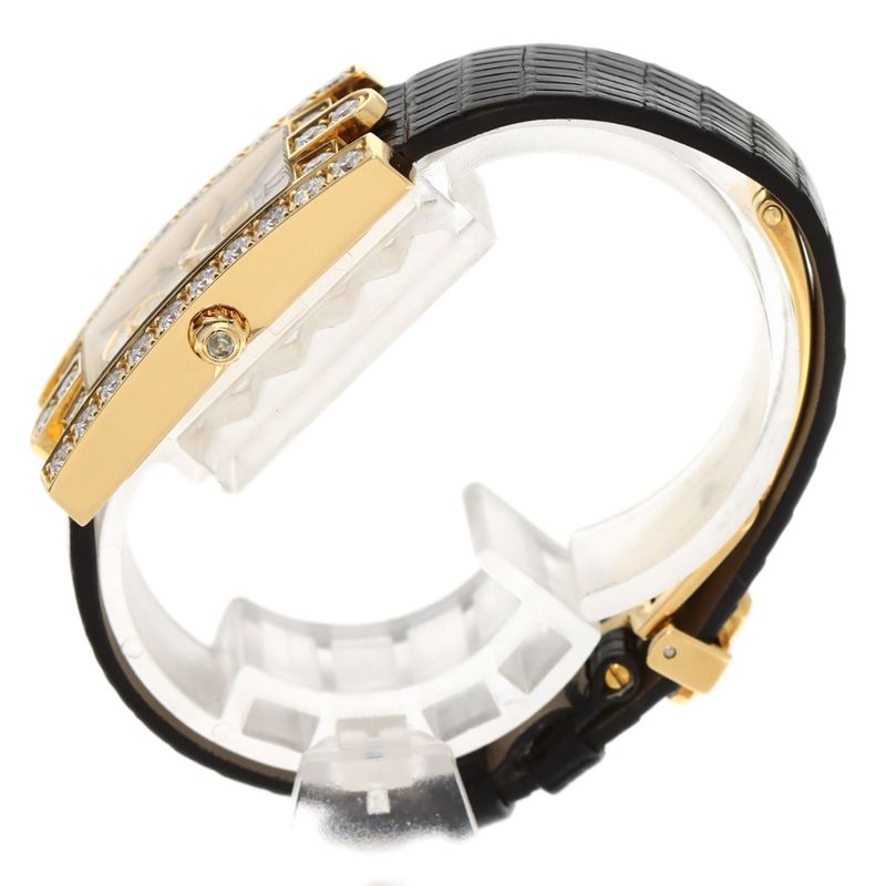 Harry Winston Avenue Classic Watch 18K Yellow Gold Leather Diamond