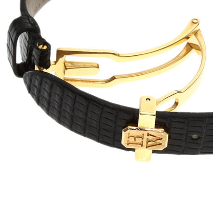 Harry Winston Avenue Classic Watch 18K Yellow Gold Leather Diamond