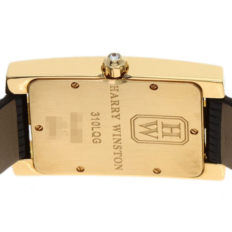 Harry Winston Avenue Classic Watch 18K Yellow Gold Leather Diamond