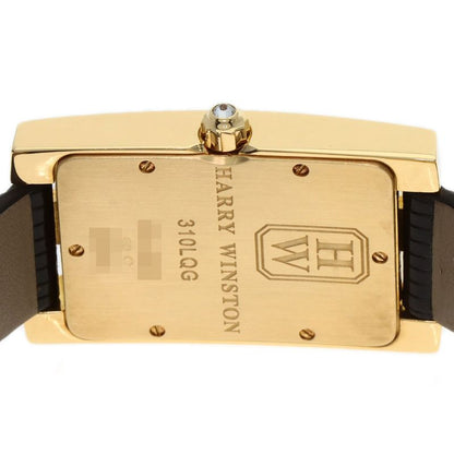 Harry Winston Avenue Classic Watch 18K Yellow Gold Leather Diamond