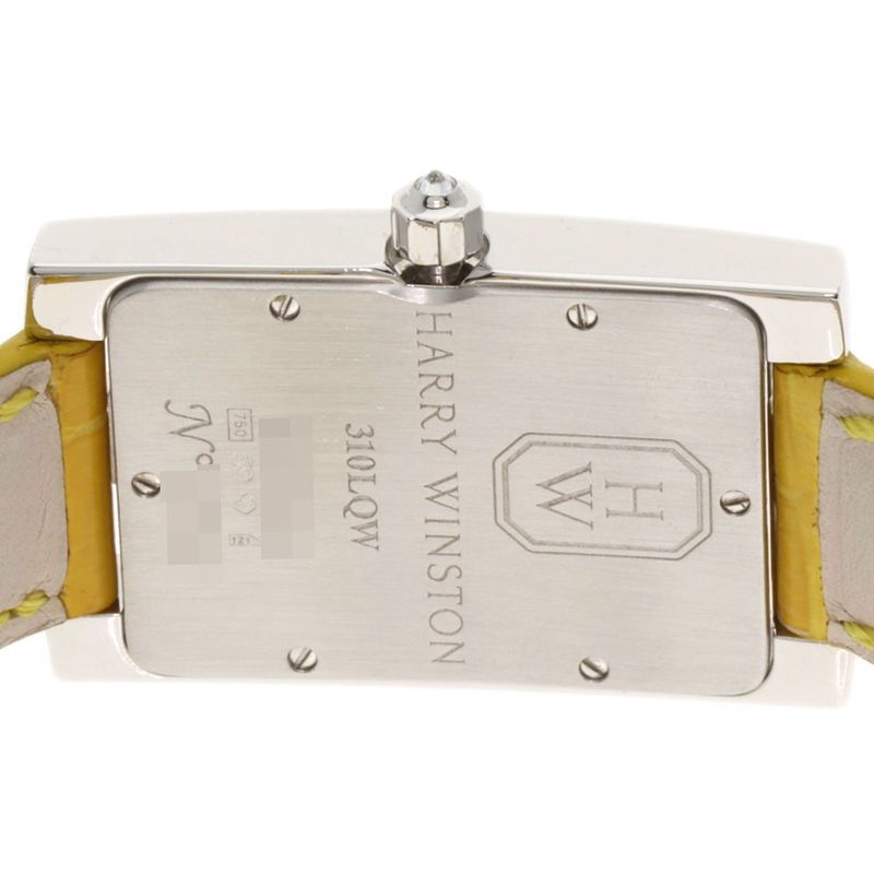 Harry Winston Avenue Classic Watch 18K White Gold Leather