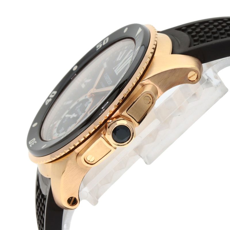 Cartier Caliber de Diver Watch 18K Pink Gold Rubber