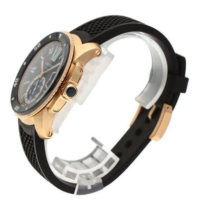 Cartier Caliber de Diver Watch 18K Pink Gold Rubber
