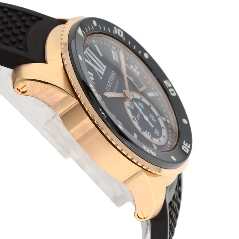 Cartier Caliber de Diver Watch 18K Pink Gold Rubber