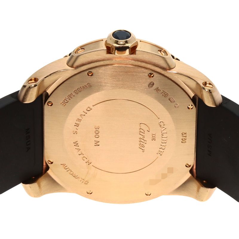 Cartier Caliber de Diver Watch 18K Pink Gold Rubber