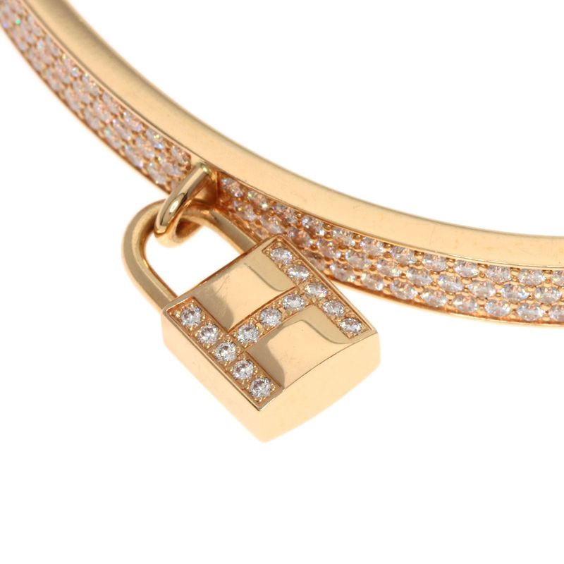 Hermes Kelly Clochette Pave Diamond Bracelet 18K Pink Gold